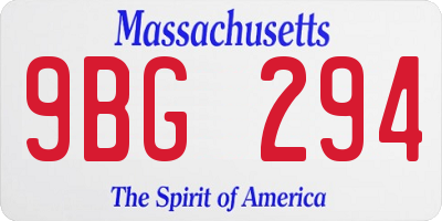 MA license plate 9BG294