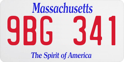 MA license plate 9BG341