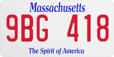 MA license plate 9BG418