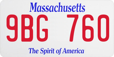 MA license plate 9BG760