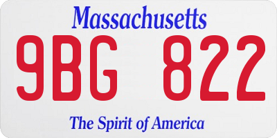 MA license plate 9BG822