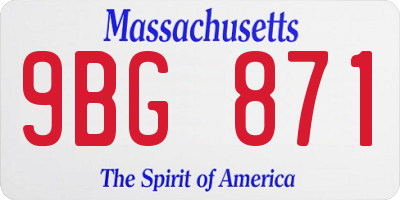 MA license plate 9BG871