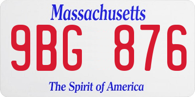 MA license plate 9BG876