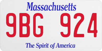 MA license plate 9BG924