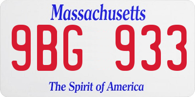MA license plate 9BG933