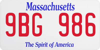 MA license plate 9BG986