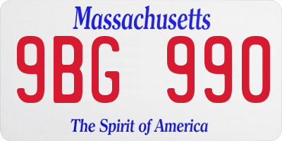 MA license plate 9BG990