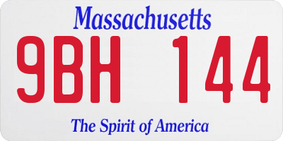 MA license plate 9BH144