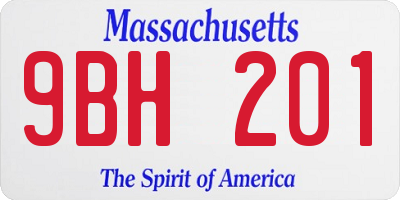 MA license plate 9BH201