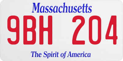 MA license plate 9BH204