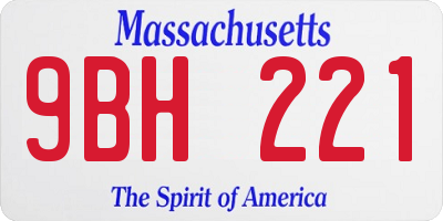 MA license plate 9BH221