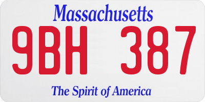 MA license plate 9BH387