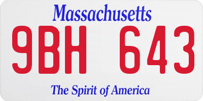 MA license plate 9BH643