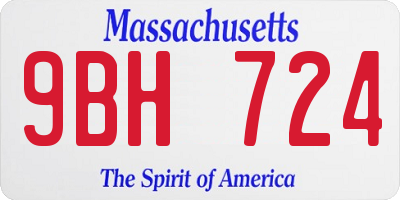 MA license plate 9BH724