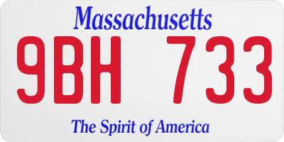 MA license plate 9BH733