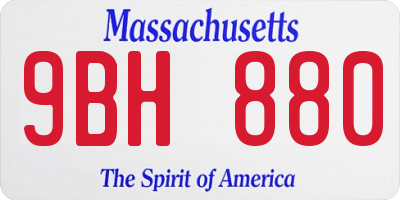 MA license plate 9BH880