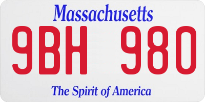 MA license plate 9BH980