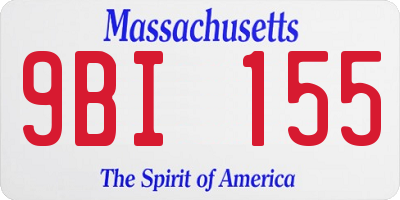 MA license plate 9BI155