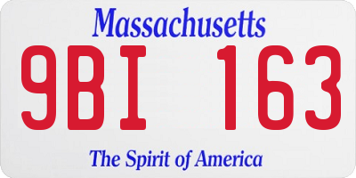 MA license plate 9BI163