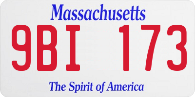MA license plate 9BI173