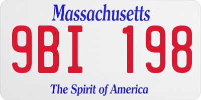MA license plate 9BI198
