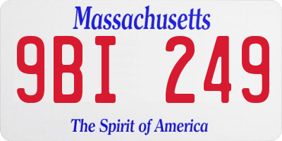 MA license plate 9BI249