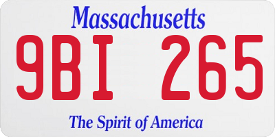 MA license plate 9BI265
