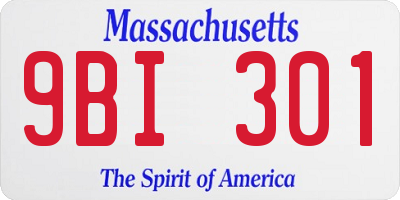MA license plate 9BI301