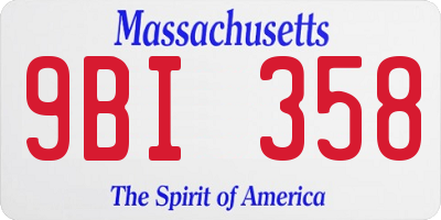 MA license plate 9BI358
