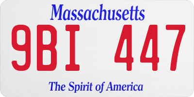 MA license plate 9BI447