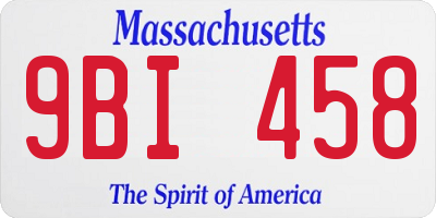 MA license plate 9BI458