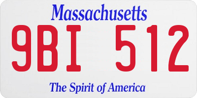 MA license plate 9BI512
