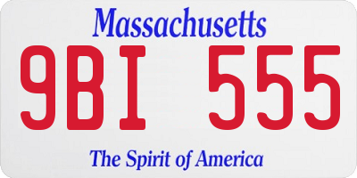 MA license plate 9BI555