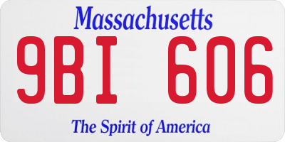 MA license plate 9BI606