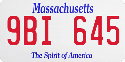 MA license plate 9BI645
