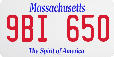 MA license plate 9BI650
