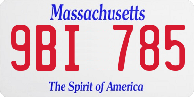MA license plate 9BI785