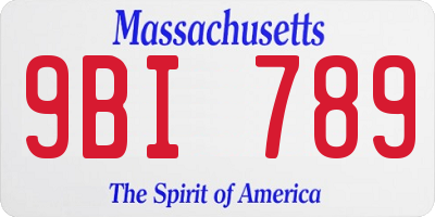 MA license plate 9BI789