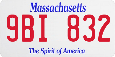 MA license plate 9BI832