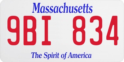 MA license plate 9BI834
