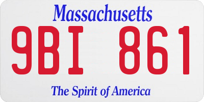 MA license plate 9BI861