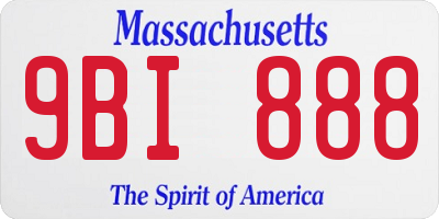 MA license plate 9BI888