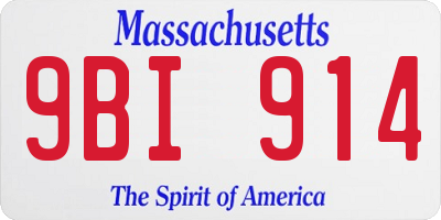MA license plate 9BI914