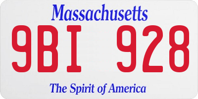 MA license plate 9BI928