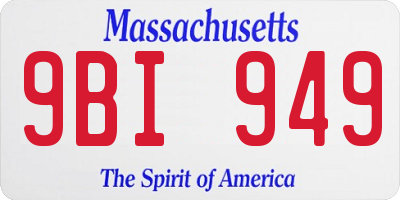 MA license plate 9BI949