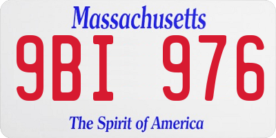 MA license plate 9BI976