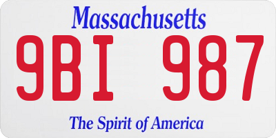 MA license plate 9BI987