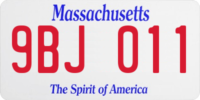 MA license plate 9BJ011