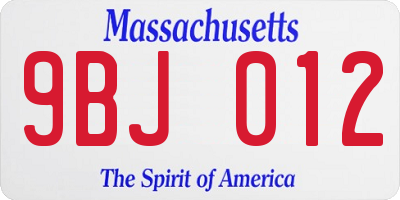 MA license plate 9BJ012