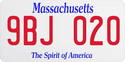 MA license plate 9BJ020